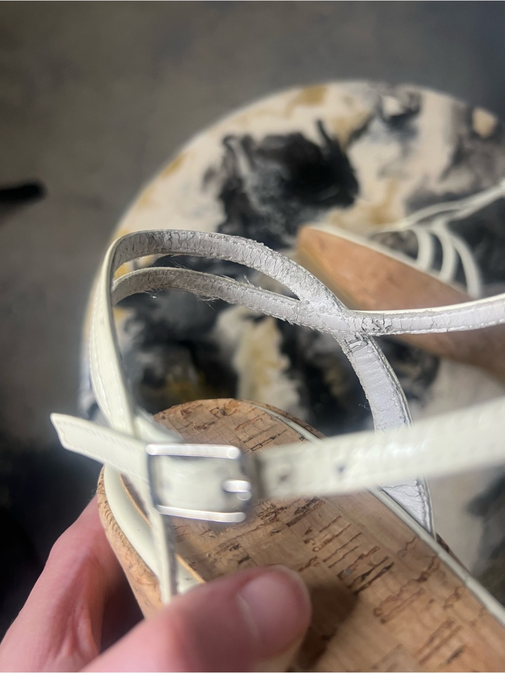 Vintage Y2K Stuart Weitzman White Cork Wedge Sandals - Picture 9 of 14